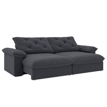 Imagem de Sofá Retrátil e Reclinável 4 Lugares 2,30m Slim Amsterdã Cinza