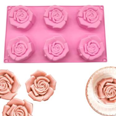 Imagem de Molde de Silicone Sabonete Artesanal 90g Rosas Flores Forma Doces Velas