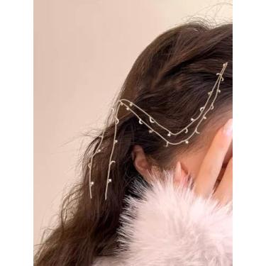 Imagem de 1 corrente de cabelo de metal com pingentes de lua e estrela e presilhas de pentes de cabelo de ferro, presilhas de metal douradas para mulheres, penteadeira, maquiagem, salão de beleza, acessórios