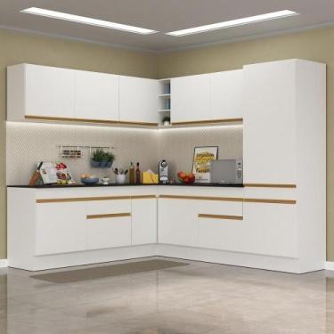 Imagem de Cozinha Completa De Canto Mp2101 Com Armário E Balcão Branca - MULTIMO