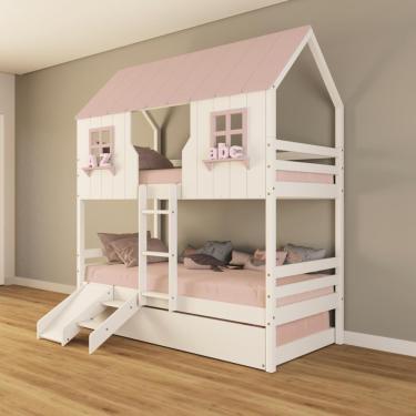 Imagem de Treliche Casinha Escada/Escorregador Branco/Rosa