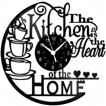 Imagem de Relógio de parede com tema de café, cozinha, 30x30cm, plástico