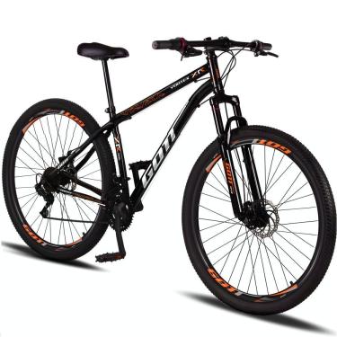 Imagem de Bicicleta Aro 29 Aço Carbono Gott Vortex 21v Com Suspensão e Freio a Disco - Preto e Laranja