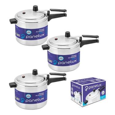 Imagem de Kit com 3 Panelas De Pressão 4,5 Lts Panelux Classic Polida Alumínio