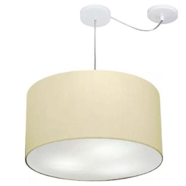 Imagem de Lustre Pendente Cilíndrico Com Desvio De Centro Md-4167 Cúpula Em Tecido 60x30cm Algodão Crú - Bivolt
