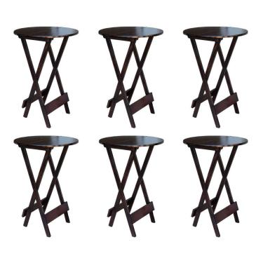 Imagem de Kit 6 Mesas De Madeira Bistrô Dobravel Imbuia - Marrom