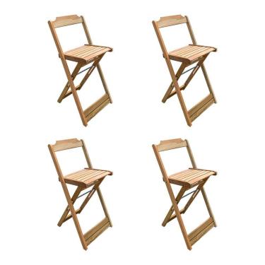 Imagem de Kit 4 Banquetas Bistrô Dobráveis Em Madeira Padrão - Sem Pintura / Crua - Marrom