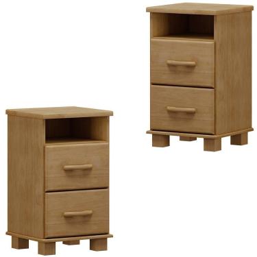 Imagem de Kit 02 Mesas De Cabeceira Madeira Maciça 44 Cm 2249 Freijo Milani Store Freijo