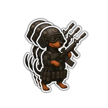 Imagem de Adesivos táticos de Dachshund (3 peças - 7,6 cm), adesivos engraçados de vinil para cães militares, presentes para soldados, veteranos, amantes de cães, amigos, para laptop, garrafa de água, caixas de