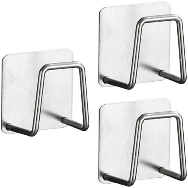 Imagem de Suporte para Esponja de Cozinha em Aço Inox, Conjunto com 4 Ganchos Prateados, 5x3x5cm, Organizador de Pia para Bucha e Esponja (3)