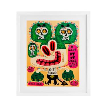 Imagem de Stupell Industries Impressão emoldurada de desenho animado caprichoso da cultura do México sob vidro, design de Jorge R. Gutierrez, 40 x 33