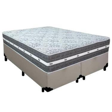 Imagem de Cama Box Casal Bipartido Sintético + Colchão Anjos Black Graphite Molas Ensacadas 138x188x64cm Branco