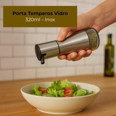 Imagem de Kit 4 Porta Temperos Vidro 320ml Alimentos Galheteiro Utensílio Domést