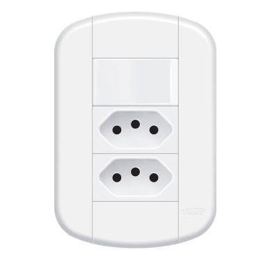 Imagem de Interruptor Simples Com Tomada Dupla 10a Fame - 3927 Blanc