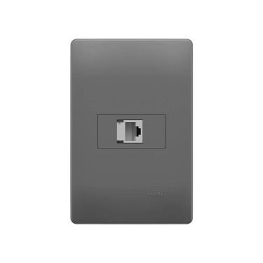 Imagem de Tomada Para Rede De Informática Fame Habitat Onix Rj45 Cat5e 8 Vias Com Placa 4x2 Onix