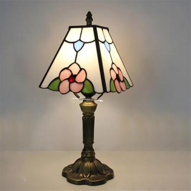 Imagem de Luminária de mesa vintage americana com LED, personalizada e criativa, para sala de estar, escritório, quarto infantil, casa de campo ou hotel, com vidro colorido (Estilo 53)
