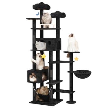 Imagem de Meecal Árvore de gato de 215,8 cm de altura para gatos grandes e adultos, torre de gatos com nuvem de vários níveis com poste para arranhar, condomínio resistente para gatos com redes e poleiros de