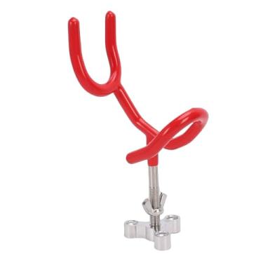 Imagem de Asixxsix Holder haste de pesca, 4PCS aço inoxidável PVC revestido 20 graus ângulo varinha suportes com base de montagem do convés, para barco iate caiaque pontão pesca (vermelho)