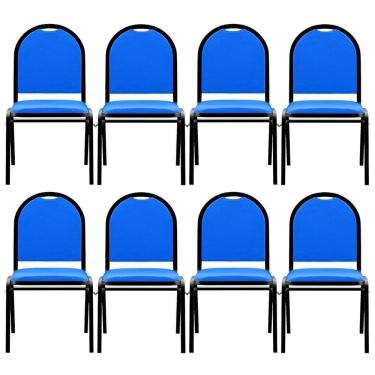 Imagem de Kit 8 Cadeiras Hoteleiras Auditório Empilhável Sintético M23 Azul - Mpozenato