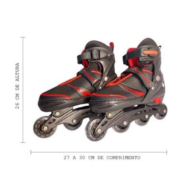Imagem de Patins Juvenil Ajustável Com Luz LED BH Store 39 - 42 - Bhstore, Verme