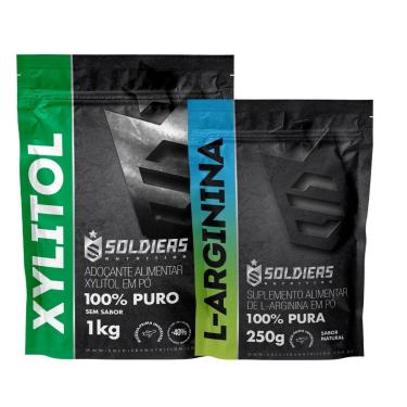 Imagem de Kit: Xylitol 1Kg + Arginina 250g - 100% Puro - Soldiers Nutrition-Unissex