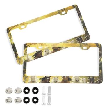 Imagem de SEHANY Molduras de placa de carro Majestic Running Horses, capa de alumínio à prova de ferrugem para placa de carro com furos elípticos e parafusos serve para acessórios de carro de tamanho padrão de