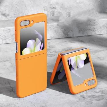 Imagem de Capa com toque aveludado para Samsung Galaxy Z Flip 3 4 5 6 7 5g Flip6 Flip5 - Capa protetora (Para Samsung Z Flip3/Laranja)