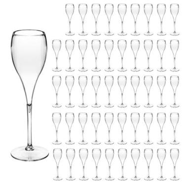 Imagem de Taça de Espumante 120ml Kit 50un Brut Alto Padrão Acrílico - NEOPLAS, 