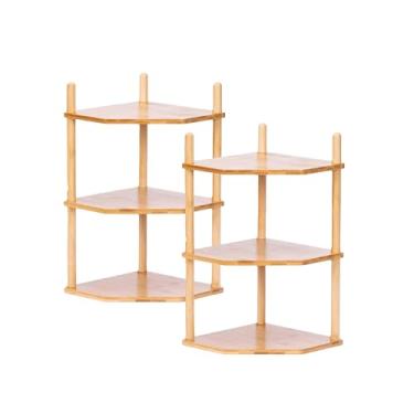 Imagem de WooFawn Prateleira de canto expansível de bambu – Organizador de pratos/pratos para armário, prateleira de balcão de cozinha e pequena prateleira de cozinha, ajustável - presente útil para casa e