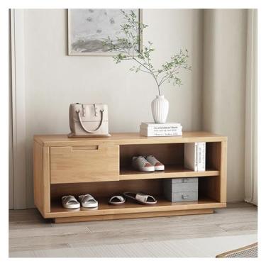 Imagem de FAMEOYA Banco de sapatos, banco de troca de sapatos, banco para porta de casa, sapateira, banco de sentar, armário de sapatos de uma peça com gaveta e banco de chuveiro para chuveiro interno (B)
