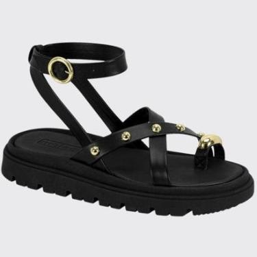 Imagem de Sandália Feminina Flatform Gladiadora Tachas Douradas Moleca 5504.113.9569-Feminino