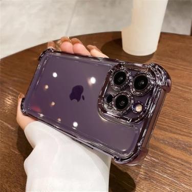 Imagem de Capa de telefone transparente galvanizada para iPhone 15 14 13 12 11 16 Pro Max Plus X Xs XR Max Bumper à prova de choque Capa transparente, roxa, para iPhone XS Max