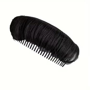 Imagem de Peruca curta com pente invisível para aumentar a raiz para mulheres, ideal para penteados mais volumosos, preto