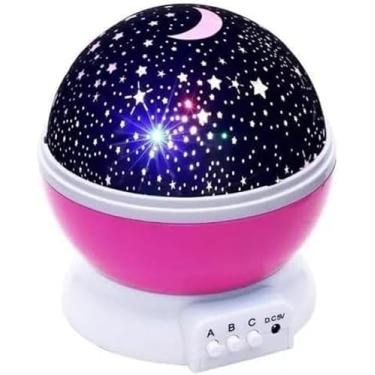 Imagem de Luminária Abajur Rotativa Projetor Globo Estrelas Crianças 360º Star Master Gira Teto Galaxy Quarto Infantil Led Céu Giratório Galaxia Universo Lua FAZING (Rosa)