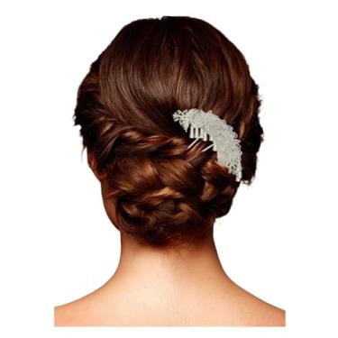 Imagem de HangErFeng Grampo de cabelo de flor de lírio de filigrana prateada em forma de U, borlas, acessório de coque estilo vintage 931