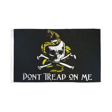 Imagem de AZ FLAG - Bandeira de pirata Don'T Tread On Me - 2 x 3 pés - Faixa de piratas de caveira de poliéster 100D com dois ilhós de metal - Resistente ao desbotamento - Cores vivas - 6 cm x 3 pés - 90 x 60