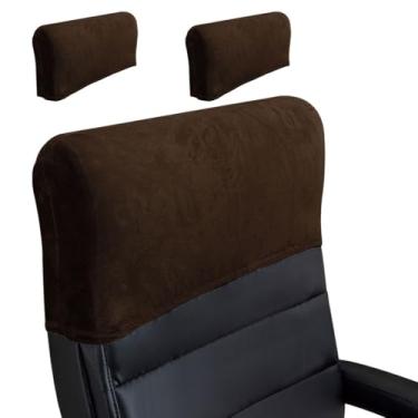 Imagem de Buenanir Capa elástica para encosto de cabeça para cadeira de escritório, protetor de veludo para cadeiras de escritório, encosto de cabeça para cadeiras de computador com encosto alto, móveis
