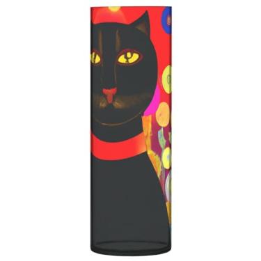 Imagem de JUZIHAI Vaso de flores de gato preto para flores 9,9 cm x 30 cm Cilindro de plástico moderno vaso de flores para centro de mesa de casamento decoração de casa