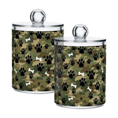 Imagem de Qilmy Suporte Qtip camuflado para cães, pacote com 2, frascos de boticário de 400 ml, vasilha organizadora de banheiro para cotonetes, bolas de algodão, almofadas de maquiagem, fio dental, sais de