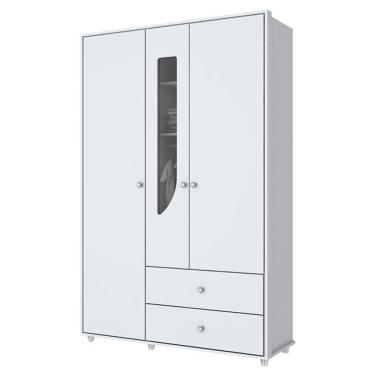 Imagem de Roupeiro Infantil 3 Portas 7 Prateleiras 1 Cabideiro - Branco