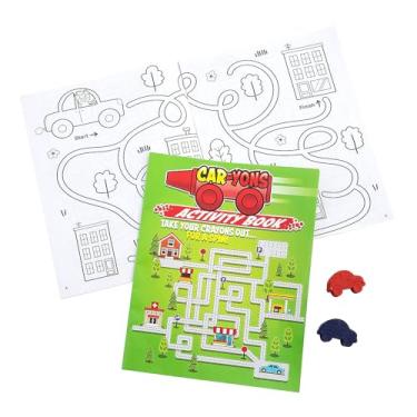 Imagem de Fun Express Livros de colorir de carros com giz de cera em forma de carro - 12 peças