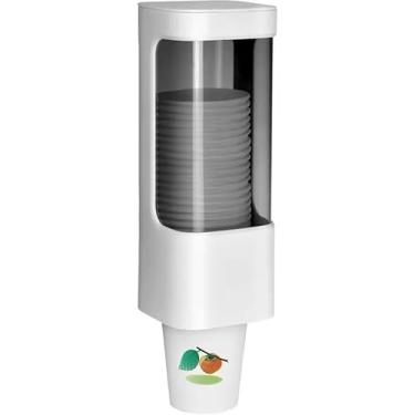 Imagem de Dispensador de copos de papel de parede de 85 a 142 g, organizador de copos à prova de poeira para cozinha e escritório