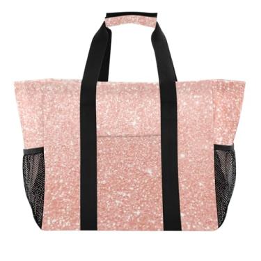 Imagem de ODAWA Bolsas de praia leves para academia com textura gradiente ouro rosa para férias e viagens