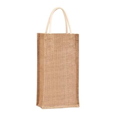 Imagem de GSHLLO Sacola de vinho de serapilheira para 2 garrafas, sacola de vinho de juta, sacolas de presente de champanhe, para casamento, champanhe, vintage, sacolas de embalagem de vinho vintage, bolsa