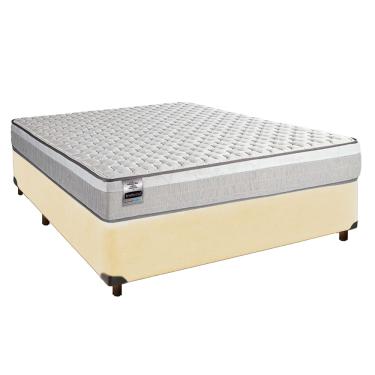 Imagem de Cama + Box Bege e Colchão Molas Ensacadas Casal - Hanover Inducol