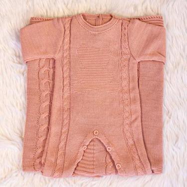 Imagem de Kit 2 Pçs Saída Maternidade Macacão M/L e Manta Urso Tricot Unissex - 