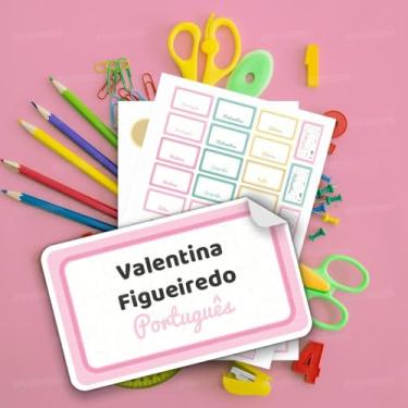 Imagem de Kit de Etiquetas Escolares Materiais 02 personalizado com nome e matéria da criança, etiquetas para cadernos, livros e material escolar