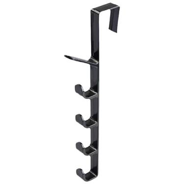 Imagem de 1 gancho sobre a porta, suporte de plástico para pendurar na porta do quarto, gancho de organização doméstica para roupas, jaqueta, chapéu e toalha - preto