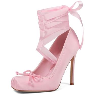 Imagem de Oiamenne Salto agulha feminino de cetim bailarina para casamento e elegante, rosa, 37