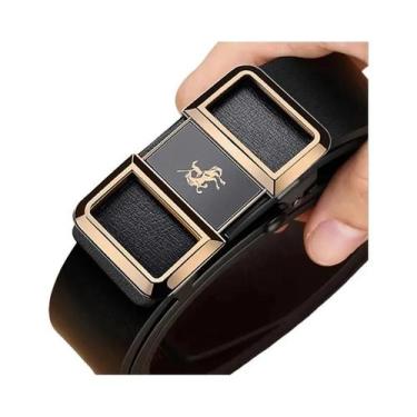 Imagem de Cinto Masculino De Couro PU Com Fivela Automática, Acessório De Cintur